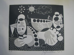 9 of 19 lino prints by Roger Whitmore - Roger Whitmore 1971/72/73/74/ UK Lino prints