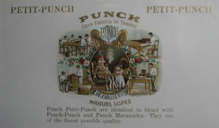 Punch label for cigar box. De J Valley Ca, Manuel Lopez, Cuba - 20th Century Cuba Label 