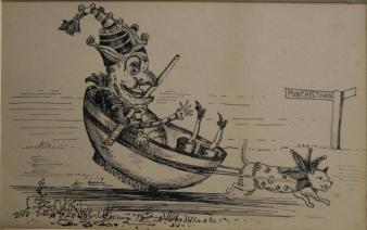 Punch In the Pudding Basin - D. D. S. 19th Century UK Pen and ink drawing