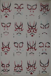 Kabuki woodblock print. 16 Kabuki make-ups - 20th Century