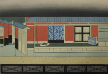 Bunraku woodblock prints. 3 of 3 prints (2 puppets Takatasune and 1 scene) - Kunobu (1848-1941)