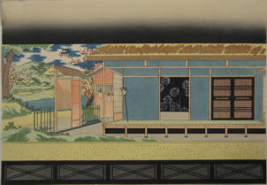 Bunraku Play design folio. 4 of 4 prints (3 puppets Osomi, Hisamitsu and Hisaku, Omitsu and 1 scene) - Kunobu (1848-1941)