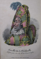 Nouvelle tete de Polichinelle - A. M. 19th Century France Hand coloured book plate