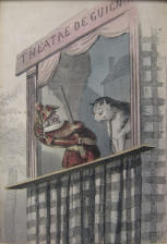 Polichinelle and Cat. Cut out from Fashion Magazine - 19th Century France Book plate