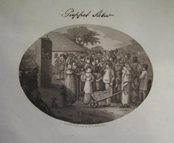 Puppet Show. Punch and Judy show in a village - M. Dibdin 1801 UK Print