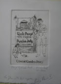 Covent Garden Percy. Uncle Percy's Old English Punch and Judy Show. Artist proof, 1st state. Enscribed 'To John with best regards Percy Press II - George Michael Reid 1980s UK, Engraving