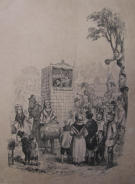 Punch and Judy at a Fairground. From 'The Old Curiosity Shop' - 19th Century UK Book plate