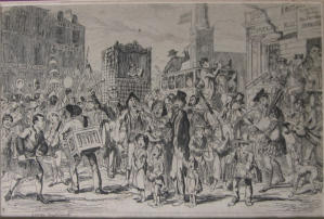 Punch and Judy in a London Street - George Cruikshank 1837 UK Book plate