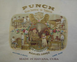 Punch label for cigar box. De J Valley Ca, Manuel Lopez, Cuba - 20th Century Cuba Label