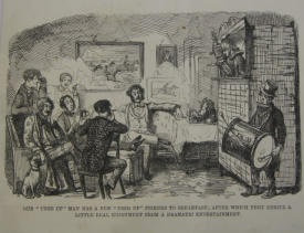 Punch and Judy show in a parlour - John Liech 1860 UK Magazine page