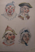 Punch, Judy, Clown and Other - George Cruikshank Jnr 19th Century UK Pen and ink drawing