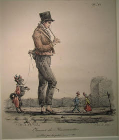 Joueur De Marionnettes  - Noubliex pas les petie Marionettes - Carlo Vernet 1820 French lithograph 