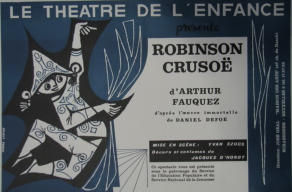 Robinson Crusoe'.Les Marionnettes du Thetre Del Enfence. Brussels - Andre Lange 20th Century Belgium poster 