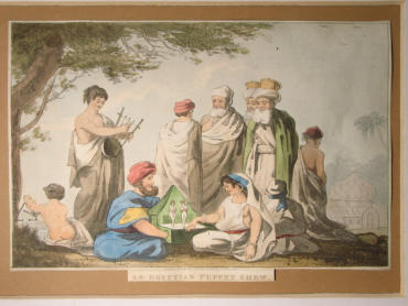 An Egyptian Puppet Shew - H. Colburn 1819 UK hand coloured print