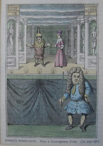 Powell's Puppet Show'. From 'The Tale of a Tub' - 19th Century UK hand coloured print 