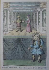 Powell's Puppet Show'. From 'The Tale of a Tub' - 19th Century UK hand coloured print 