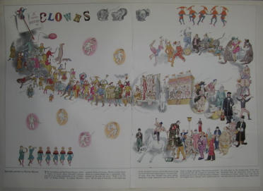 2 pages from The Sphere. A short History of Clowns - Pauline Baines 20th Century UK magazine pages