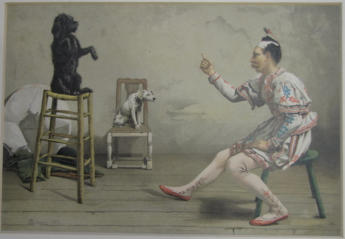 Clown with Dogs - Grierson 1898 UK print 