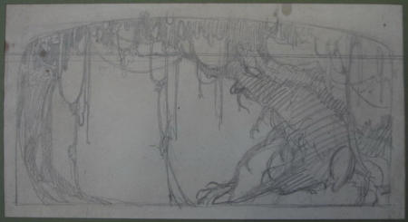 Scene design for the puppet theatre - H. W. Whanslaw 1920 UK pencil drawing