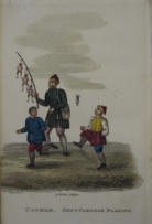 Toyman Shuttlecock Playing - A. Freschi 1820 UK coloured print
