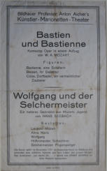 Anton Aicher Kunstler Marrionetten Theater. Bastiene und Bastienne - 1922 Austria playbill 