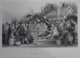 Raree show at Lin-Sin-Choo - Thomas Allom 1843 UK Print