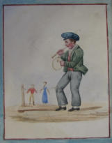 Dancing Dolls - 19th Century UK original watercolour