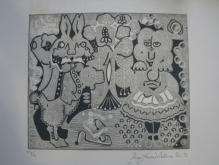 12 of 19 lino prints by Roger Whitmore - Roger Whitmore 1971/72/73/74/ UK Lino prints