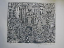 14 of 19 lino prints by Roger Whitmore - Roger Whitmore 1971/72/73/74/ UK Lino prints