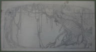 Scene design for the puppet theatre - H. W. Whanslaw 1920 UK pencil drawing