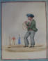 Dancing Dolls - 19th Century UK original watercolour