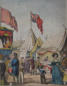 Punch and Judy in a fairground - 19th Century UK Hand coloured print