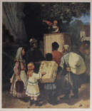 Petrushka show. Colour postcard of 1878 painting - L Solomatkhn 20th Century Russia Postcard