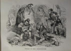 Punch in the Churchyard. From 'The Old Curiosity Shop' - C. Grey 19th Century UK Book plate