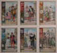 6 mounted Commedia dell' Arte Fray Bentos advertising cards. Signed J. V. Liebig on the back of each card - 19th Century Italy Advertisement