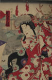 Kabuki actor Onoe Eisabura as a puppet in play Yaegaki Hime - Kochoro (style of) 19th Century