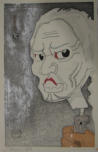 Bunraku woodblock print. Old character Kashira - I. Kamei 