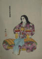 Bunraku Play design folio. 3 of 4 prints (3 puppets and 1 scene) - Kunobu (1848-1941)