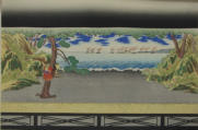 Bunraku Play design folio. 4 of 4 prints (3 puppets and 1 scene) - Kunobu (1848-1941)