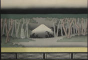Bunraku Play design folio. 4 of 4 prints (3 puppets and 1 scene) - Kunobu (1848-1941)