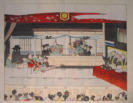 Ningyo Joruri woodblock print. Osaka Theatre. From the play Akoya - 19th Century